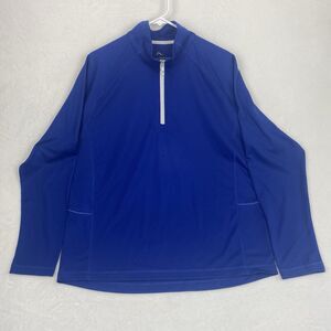 Tommy Bahama Sweater Mens Large Blue 1/4 Zip Mock Neck Long Sleeve Pullover